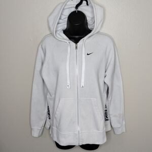 Nike Dri-Fit Get Fit Women's XS Hoodie Full Zip Sweatshirt Jacket Split Hem Gray